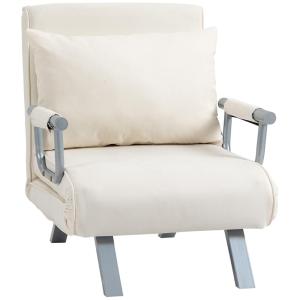 Fauteuil convertible coussin pieds accoudoirs métal suède c…