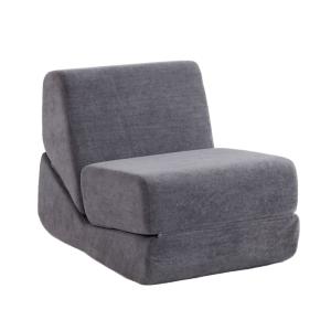 Fauteuil convertible de sol gris en flanelle, 3 positions