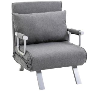 Fauteuil convertible déhoussable métal lin gris clair