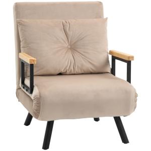 Fauteuil convertible dossier inclinable accoudoirs bois vel…