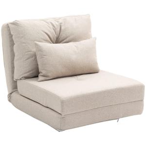 Fauteuil convertible dossier réglable tissu lin beige