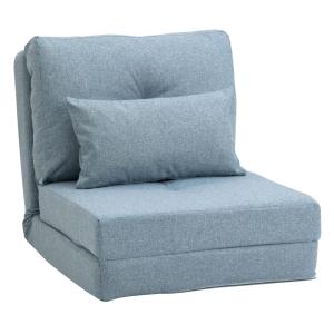 Fauteuil convertible dossier réglable tissu lin bleu