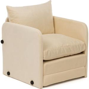 Fauteuil convertible en tissu beige