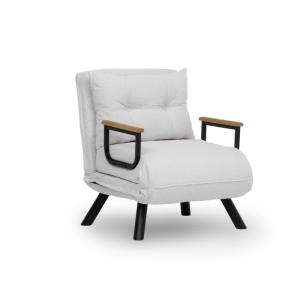 Fauteuil convertible en tissu bouclette L67 cm - Blanc