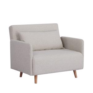 Fauteuil convertible en tissu bouclette pieds bois clair -…