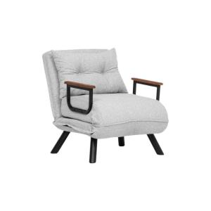 Fauteuil convertible en tissu effet bouclette  gris