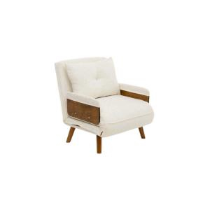 Fauteuil convertible  single blanc teddy