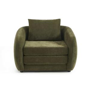 Fauteuil convertible tissu chenille 1 places vert