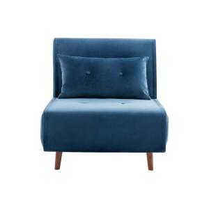 Fauteuil convertible velours bleu nuit