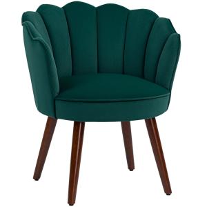 Fauteuil coquillage avec dossier et coussin velours bois hé…