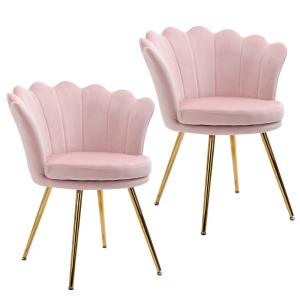 Fauteuil coquillage métal doré velours rose
