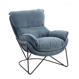 Fauteuil cosy en velours bleu