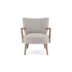 Fauteuil crapaud à accoudoirs en tissu bouclette gris