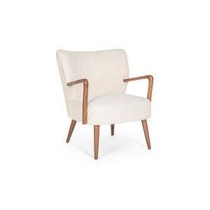 Fauteuil crapaud à accoudoirs en tissu peluche blanc