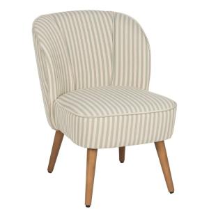 Fauteuil crapaud beige rayures vertes 54x64x73cm