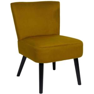 Fauteuil crapaud  en tissu  jaune moutarde