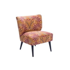 Fauteuil crapaud en tissu orange à motifs