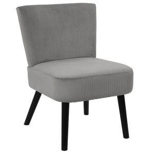 Fauteuil  crapaud en velours côtelé gris