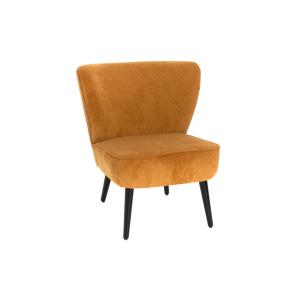 Fauteuil crapaud en velours côtelé jaune