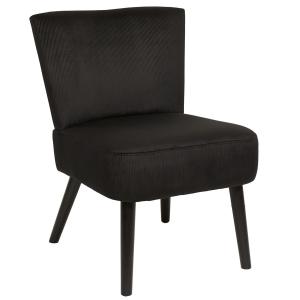 Fauteuil  crapaud en velours côtelé noir