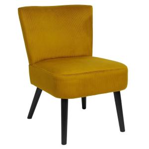 Fauteuil  crapaud en velours côtelé ocre