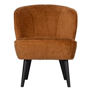 Fauteuil crapaud en velours orcre