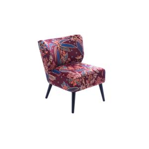 Fauteuil crapaud en velours prune à motifs