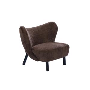 Fauteuil crapaud pieds métal et velours marron