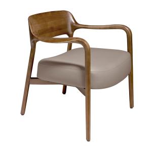 Fauteuil croûte de cuir structure noyer