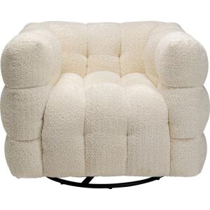 Fauteuil cubique pivotant en polyester bouclé crème