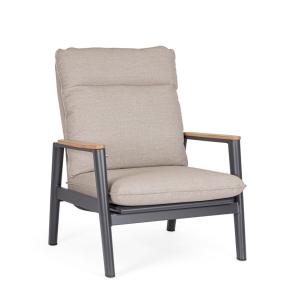 Fauteuil d'extérieur inclinable en aluminium et inserts en…