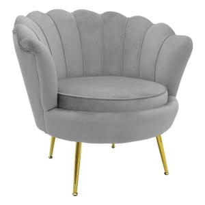 Fauteuil Daimon velours gris-doré 79x74x78cm