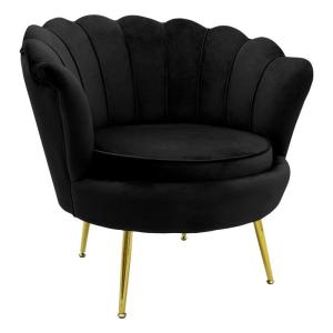 Fauteuil Daimon velours noir-doré 79x74x78cm