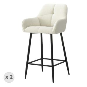 Fauteuil de bar en tissu Cosy Ecru (x2)