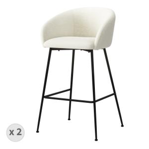 Fauteuil de bar en tissu Luxury Ecru (x2)