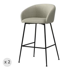 Fauteuil de bar en tissu Luxury Grège (x2)