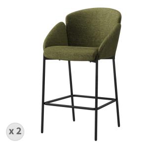 Fauteuil de bar en tissu Luxury Kaki (x2)