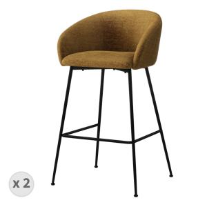 Fauteuil de bar en tissu Luxury Moutarde (x2)