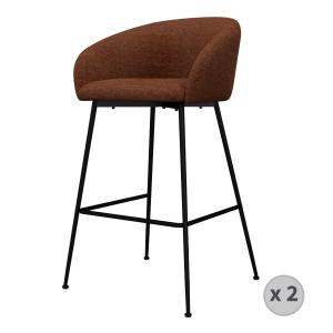 Fauteuil de bar en tissu Luxury Terracotta et métal noir (x…