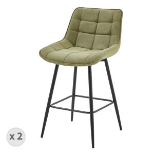 Fauteuil de bar en tissu Sauge (x2)