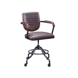 Fauteuil de bureau en simili cuir vintage sur roulettes