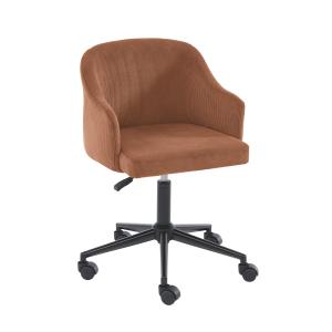 Fauteuil de bureau  en velours côtelé terracotta