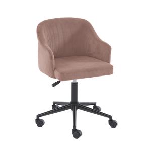 Fauteuil de bureau  en velours côtelé vieux rose