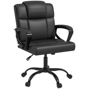 Fauteuil de bureau ergonomique revêtement synthétique noir