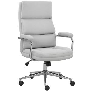 Fauteuil de bureau hauteur réglable tissu en lin gris clair