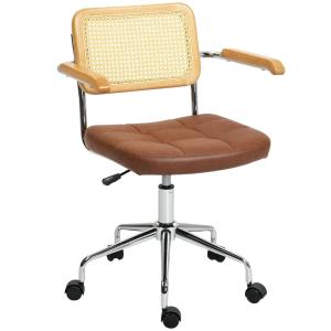 Fauteuil de bureau hauteur réglable tissu marron