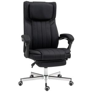 Fauteuil de bureau manager inclinable repose-pied tissu noir