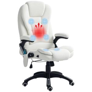 Fauteuil de bureau massant chauffant pivotant 360° polyeste…