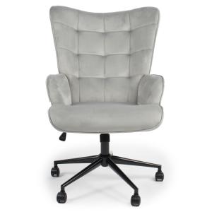 Fauteuil de bureau moderne à haut dossier velours gris