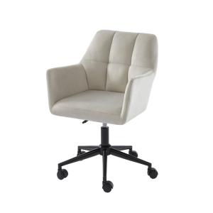 Fauteuil de bureau MONA  en velours gris perle avec pieds n…